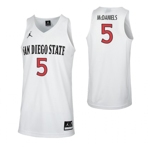 Mens San Diego State Aztecs #5 Jalen McDaniels 2018 White Jordan College Basketball Game Jersey