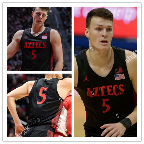 Mens San Diego State Aztecs #5 Jalen McDaniels 2020 Black Red Jordan College Basketball Game Jersey