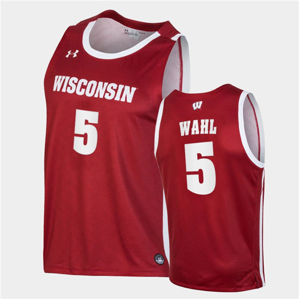 Mens Wisconsin Badgers #5 Tyler Wahl Under Armour Red College Basketball Game Jersey