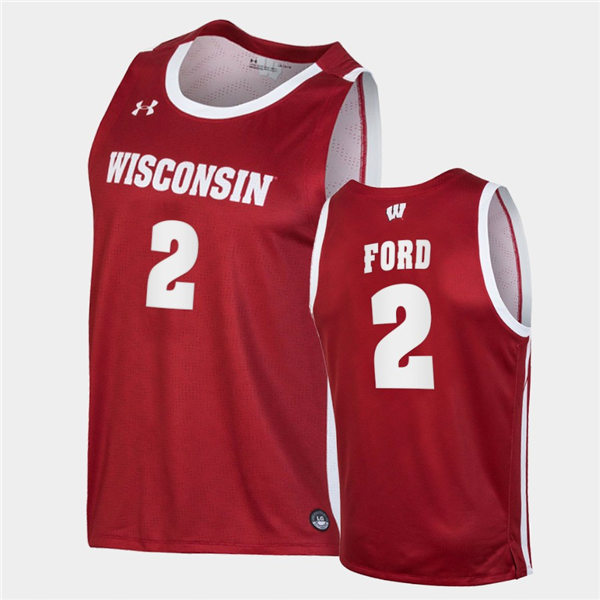 Mens Wisconsin Badgers #2 Aleem Ford Under Armour Red College Basketball Game Jersey