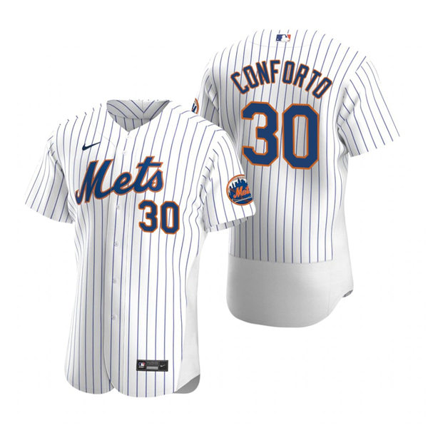Mens New York Mets #30 Michael Conforto Nike Home White Pinstripe FlexBase Jersey