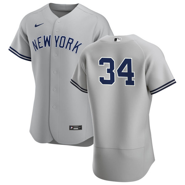 Mens New York Yankees Retired Player #34 A.J. Burnett Nike Grey Road FlexBase Game Jersey