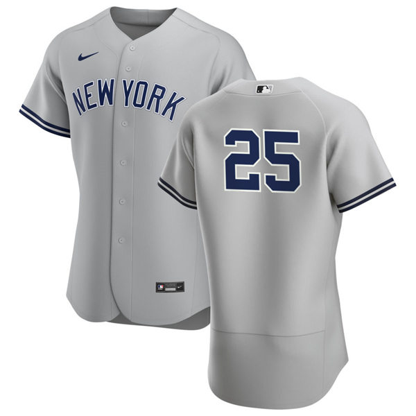 Mens New York Yankees Retired Player #25 Jim Abbott Nike Grey Road FlexBase Game Jersey