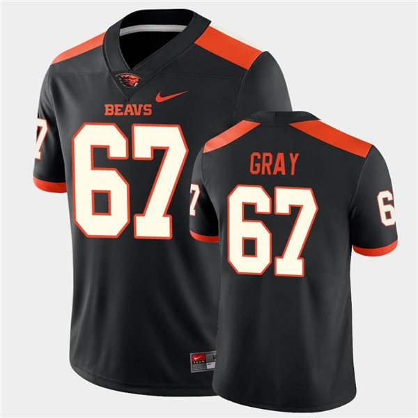 Mens Oregon State Beavers #67 Joshua Gray Stitched Nike Black NCAA College Football Game Jersey