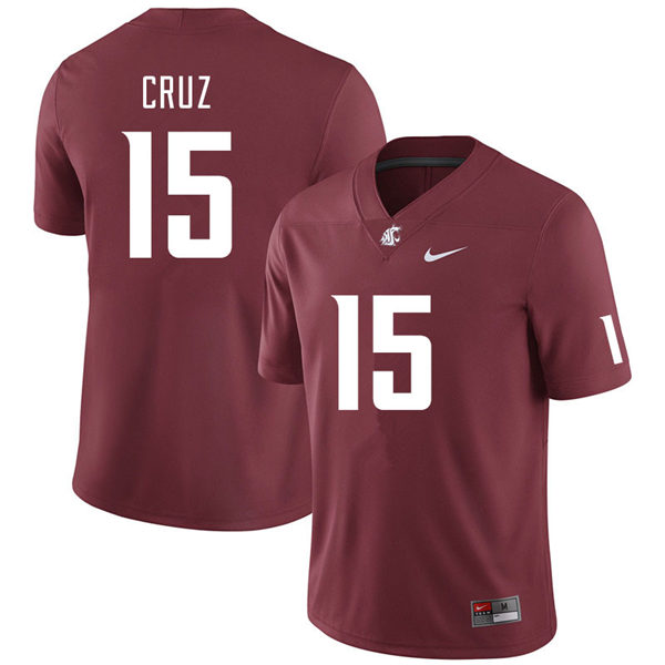 Mens Washington State Cougars #15 Gunner Cruz Nike Crimson College Football Game Jersey
