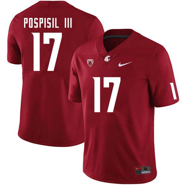 Mens Washington State Cougars #17 Billy Pospisil III Nike Crimson College Football Game Jersey
