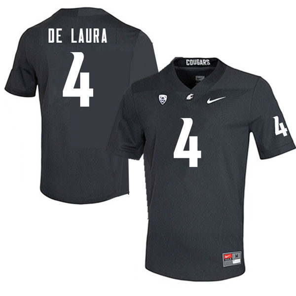 Mens Washington State Cougars #4 Jayden de Laura Nike Charcoal College Football Game Jersey