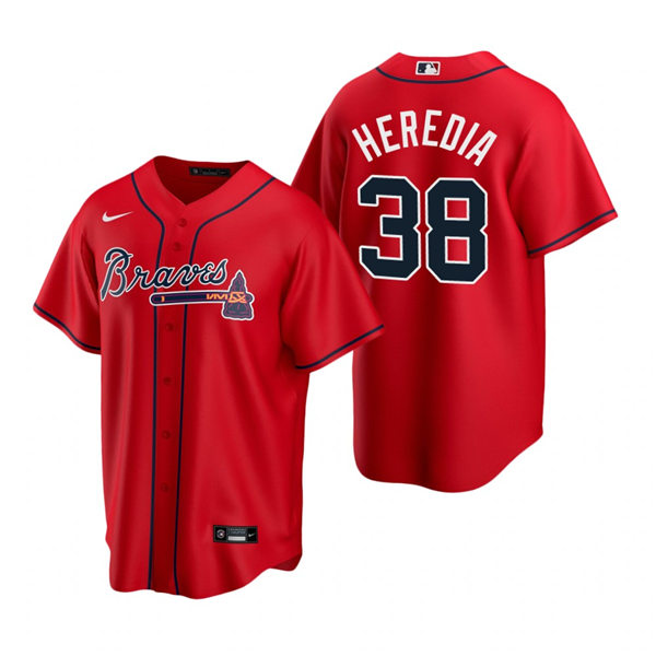Mens Atlanta Braves #38 Guillermo Heredia Nike Red Alternate Cool Base Jersey 