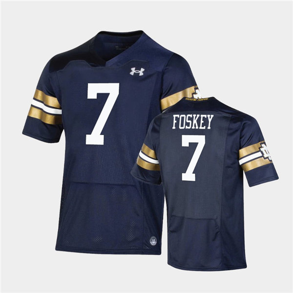 Mens Notre Dame Fighting Irish #7 Isaiah Foskey Under Armour Navy 2021 Shamrock Series Game Jersey
