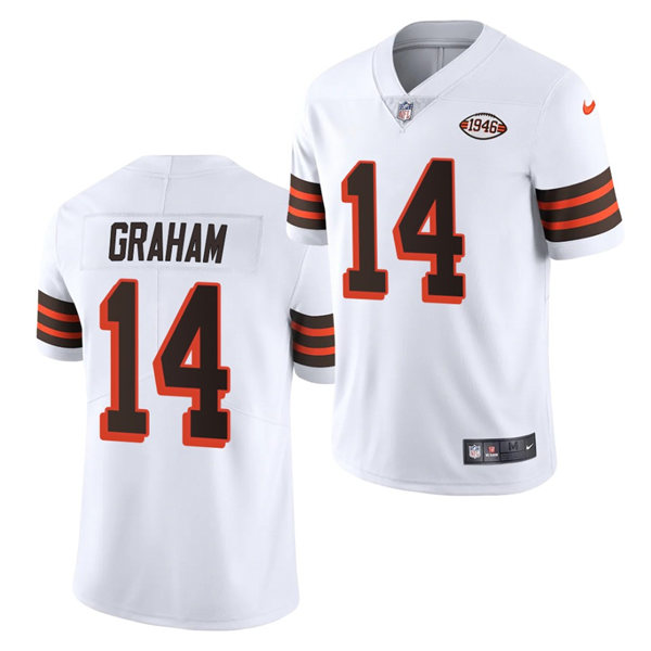 Womens Cleveland Browns Retired Player #14 Otto Graham Nike 2021 White Retro 1946 75th Anniversary Jersey