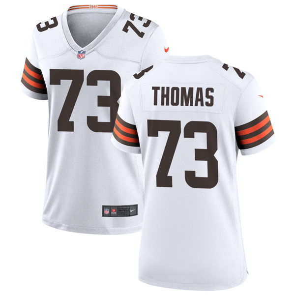 Womens Cleveland Browns Retired Player #73 Joe Thomas Nike White Away Vapor Limited Jersey
