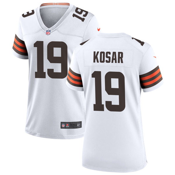 Womens Cleveland Browns Retired Player #19 Bernie Kosar Nike White Away Vapor Limited Jersey