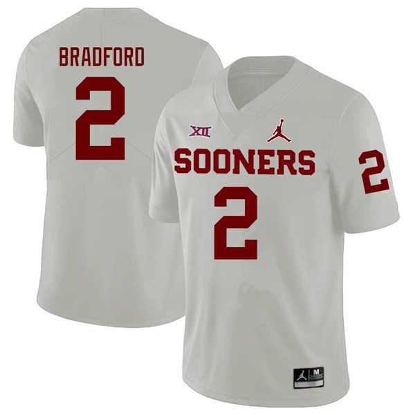 Mens Oklahoma Sooners #2 Tre Bradford White Jordan College Football Game Jersey