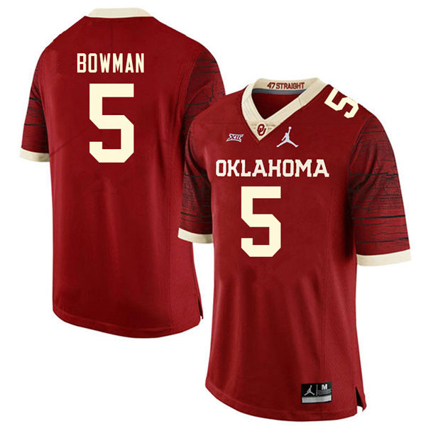 Mens Oklahoma Sooners #5 Billy Bowman Jordan Crimson Limited Football Jersey