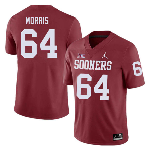 Mens Oklahoma Sooners #64 Wanya Morris Crimson Jordan College Football Game Jersey
