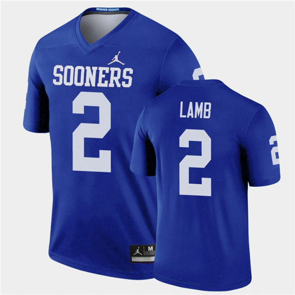 Mens Oklahoma Sooners #2 CeeDee Lamb Blue Jordan Legend College Football Jersey