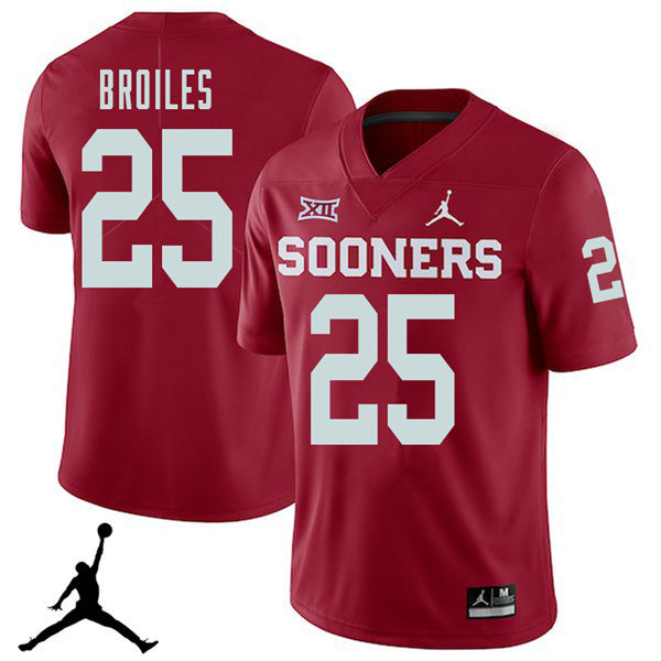 Mens Oklahoma Sooners #25 Justin Broiles Crimson Jordan College Football Game Jersey