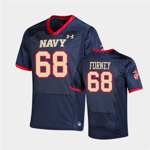 Mens Navy Midshipmen #68 David Forney Under Armour Navy USMC Special Game Football Jersey