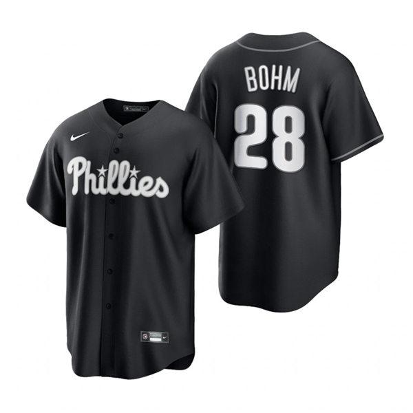 Mens Philadelphia Phillies #28 Alec Bohm Nike 2021 Black Fashion Jersey