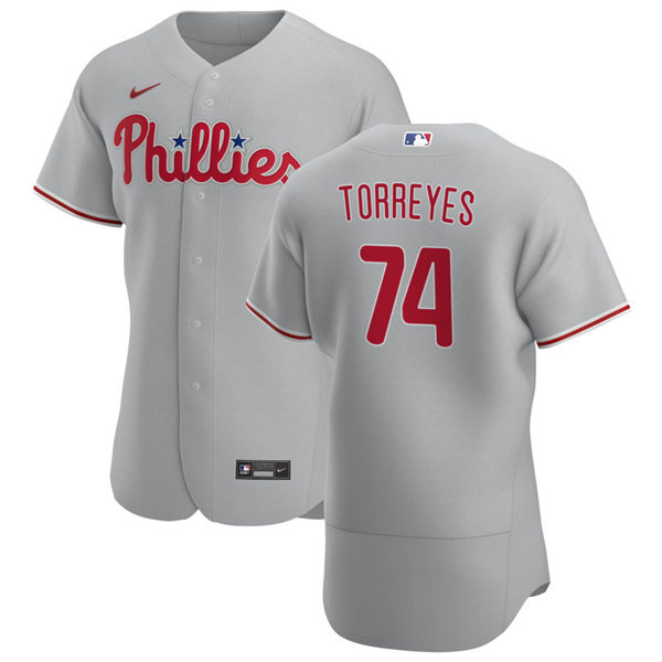Mens Philadelphia Phillies #74 Ronald Torreyes Nike Gray Road Flexbase Jersey