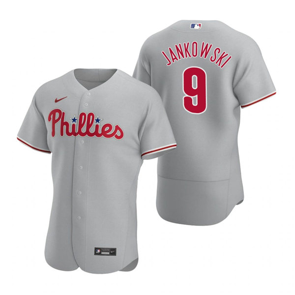 Mens Philadelphia Phillies #9 Travis Jankowski Nike Gray Road Flexbase Jersey