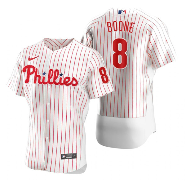 Mens Philadelphia Phillies Retired Player #8 Bob Boone Nike White Pinstripe Home Flexbase Jersey
