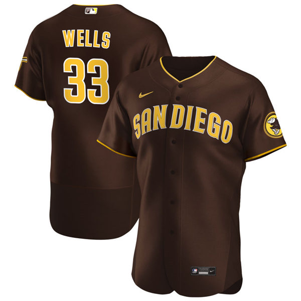 Mens San Diego Padres Retired Player #33 David Wells Nike Brown Road Player FlexBase Baseball Jersey