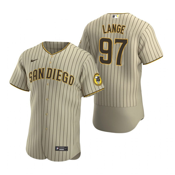 Mens San Diego Padres #97 Justin Lange Nike Tan Brown Alternate FlexBase Jersey