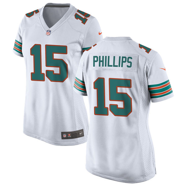 Womens Miami Dolphins #15 Jaelan Phillips Nike White Retro Alternate Vapor Limited Jersey