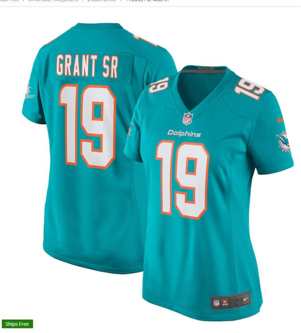 Womens Miami Dolphins #19 Jakeem Grant Sr Nike Aqua Vapor Limited Jersey
