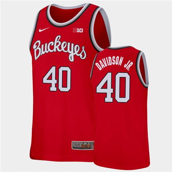 Mens Ohio State Buckeyes #40 Jansen Davidson Jr. Nike 2020 Scarlet College Baketball Jersey