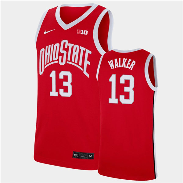 Mens Ohio State Buckeyes #13 CJ Walker Nike 2021 Retro Scarlet Basketball Jersey