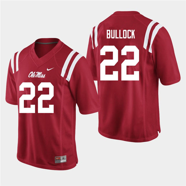 Mens Ole Miss Rebels #22 Kentrel Bullock Nike Red College Football Game Jersey