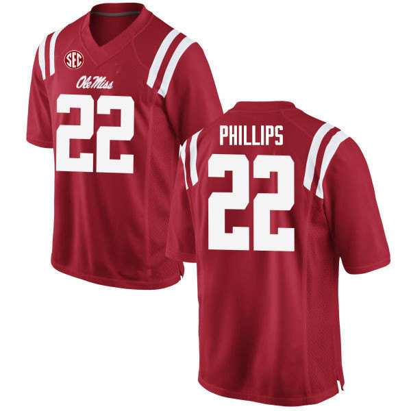 Mens Ole Miss Rebels #22 Scottie Phillips Nike Red College Football Game Jersey