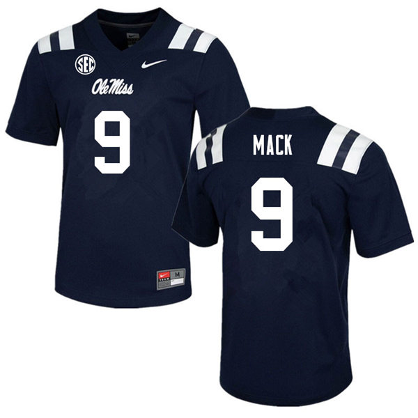 Mens Ole Miss Rebels #9 Brandon Mack Nike Navy College Football Game Jersey