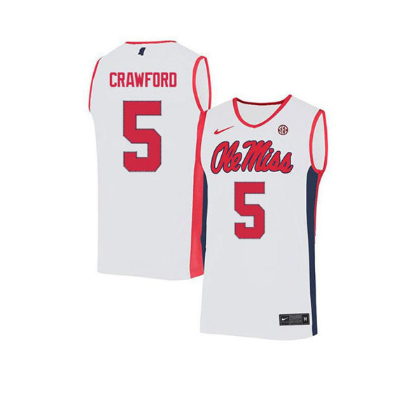 Mens Ole Miss Rebels #5 Markel Crawford Nike 2018 White Red Neck Ole ...