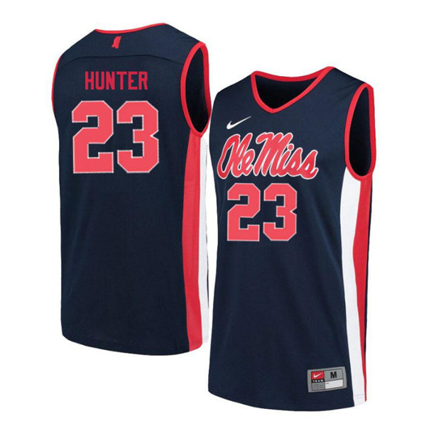 Mens Ole Miss Rebels #23 Sammy Hunter Nike Navy College Basketball Jersey