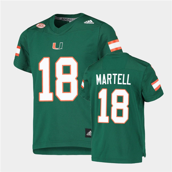 Mens Miami Hurricanes #18 Tate Martell Adidas Green College Football Game Jersey