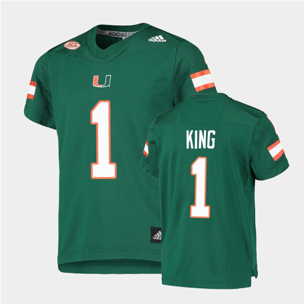 Mens Miami Hurricanes #1 D'Eriq King Adidas Green College Football Game Jersey