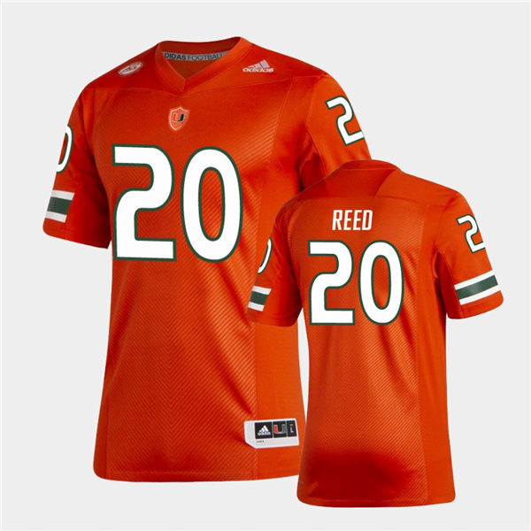 Mens Miami Hurricanes #20 Ed Reed Adidas 2021 Orange College Football Game Jersey