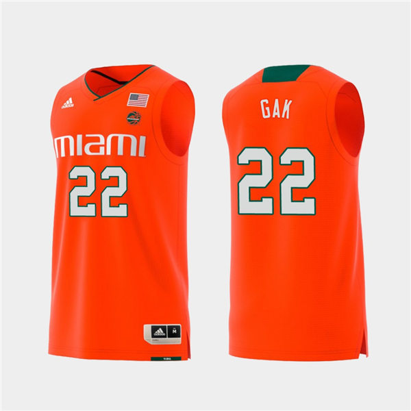 Mens Miami Hurricanes #22 Deng Gak Adidas 2019 Orange College Basketball Jersey
