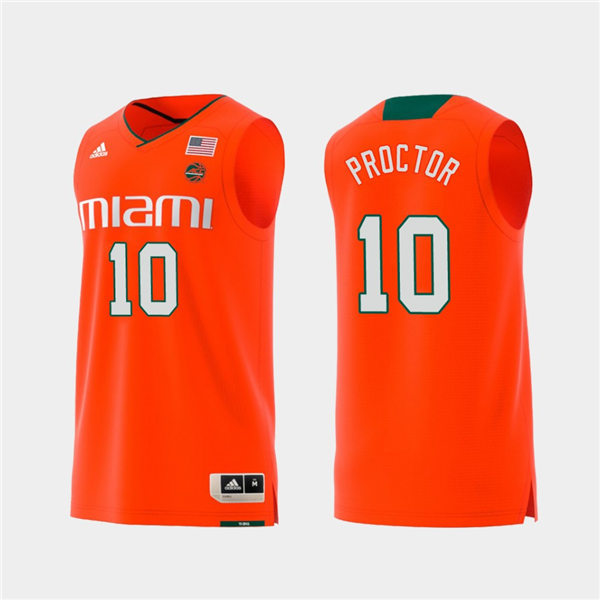Mens Miami Hurricanes #10 Dominic Proctor Adidas 2019 Orange College Basketball Jersey