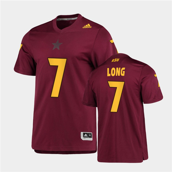Mens Arizona State Sun Devils #7 Ethan Long adidas 2020 Maroon Gold College Football Jersey