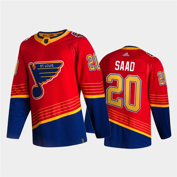 Mens St. Louis Blues #20 Brandon Saad adidas 2021 Red Blue Reverse Retro Jersey