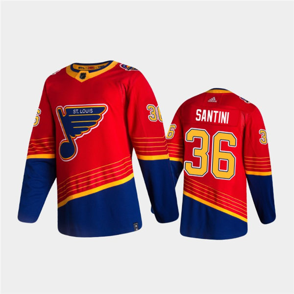 Mens St. Louis Blues #36 Steven Santini adidas 2021 Red Blue Reverse Retro Jersey