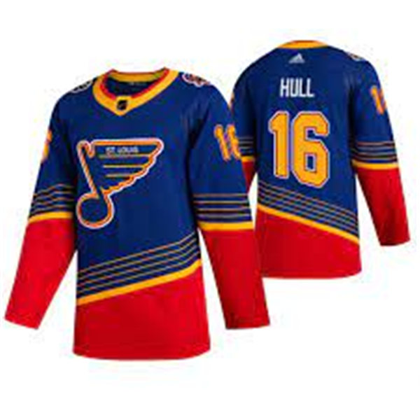 Mens St. Louis Blues Retired Player #16 Brett Hull adidas Blue Retro 1990's Jersey