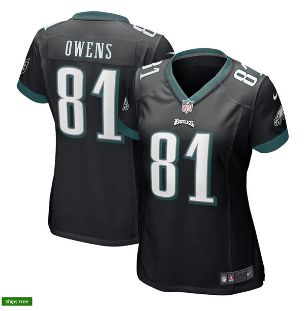 Womens Philadelphia Eagles Retired Player #81 Terrell Owens Nike Black Limited Jersey 