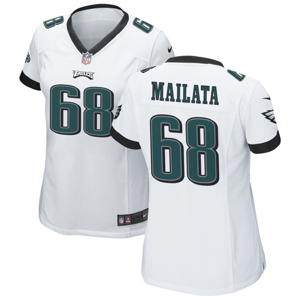 Womens Philadelphia Eagles #68 Jordan Mailata Nike White Limited Jersey 