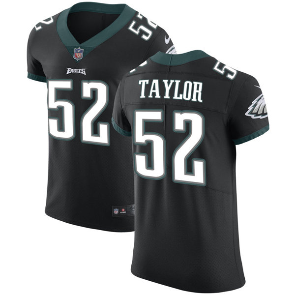 Mens Philadelphia Eagles #52 Davion Taylor Nike Black Vapor Limited Jersey 