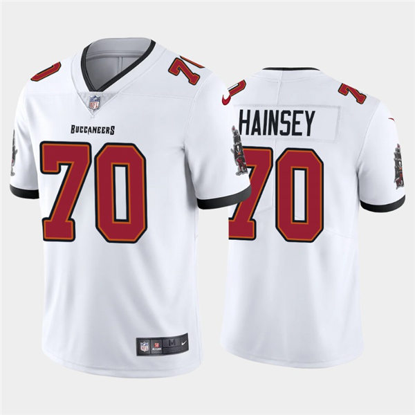 Mens Tampa Bay Buccaneers #70 Robert Hainsey Nike Road White Vapor Limited Jersey